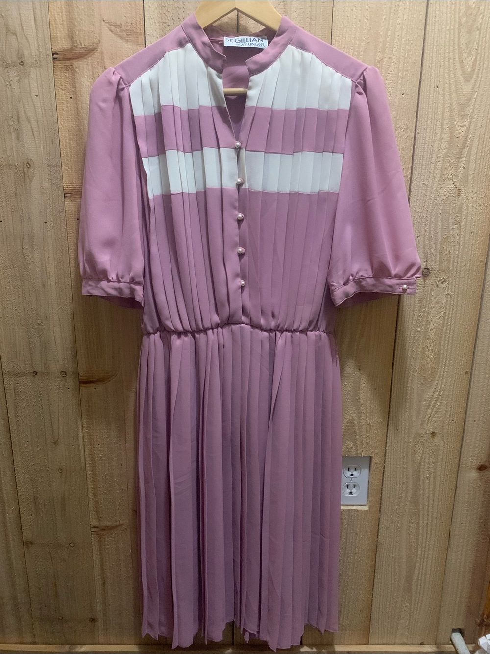 Vintage St. Gillian by Kay Unger Pink Pleated Midi Dress - Pearl Buttons